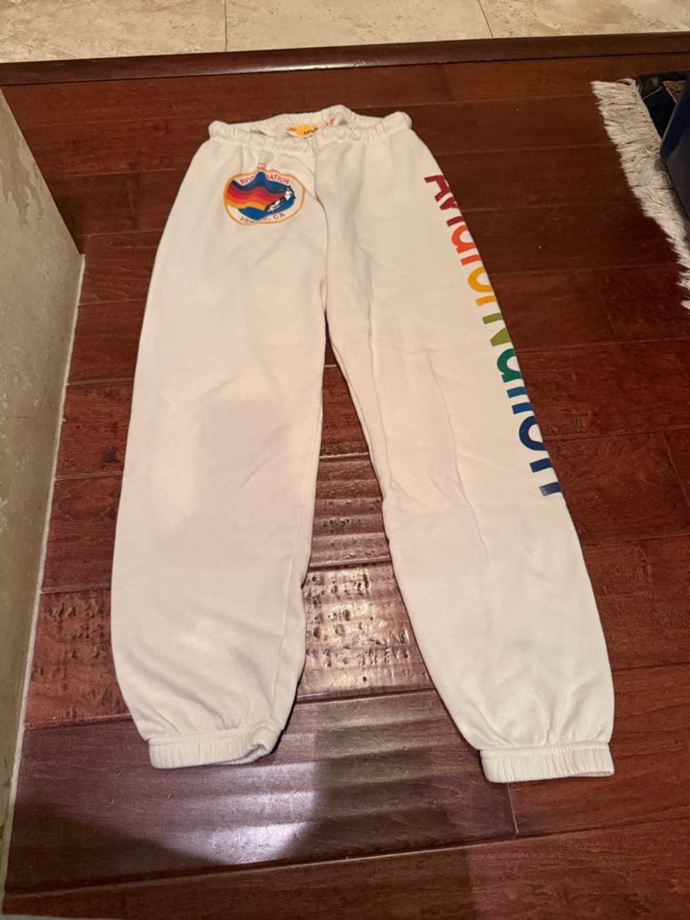 Aviator Nation Jogger Sweatpants Women’s Small Cream Drawstring